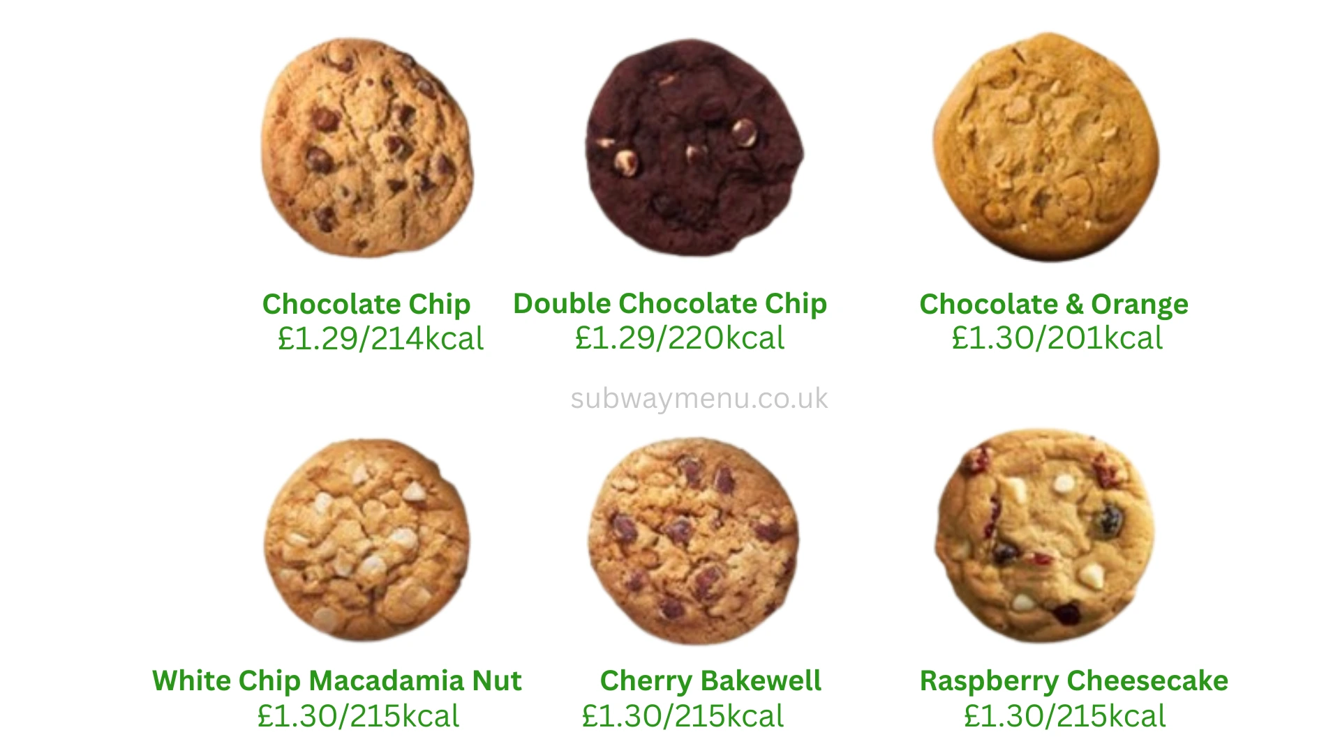 New Subway Cookies Biscuits Menu UK 2025