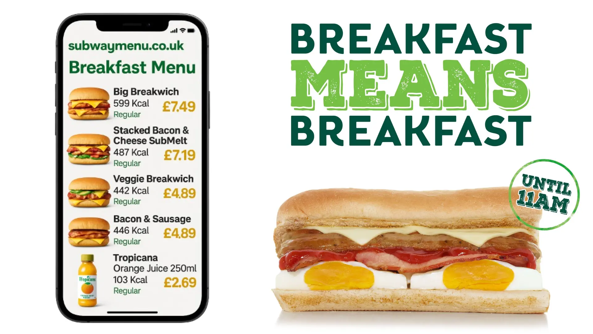 New Subway Breakfast Menu With Prices - UK 2025